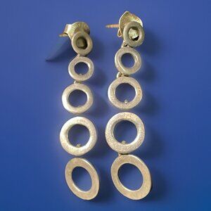 Vintage Signed SX 925 Thai Circle Drop Pierced Earrings